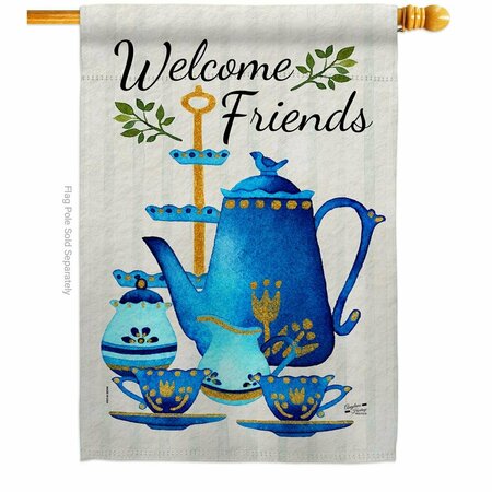 PATIO TRASERO Friends Tea Beverages Coffee 28 x 40 in. Double-Sided Vertical House Flags for  Banner Garden PA3914392